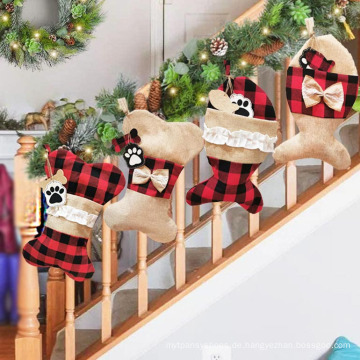 2021New Christmas Haustier Socken Weihnachtsdekorationen Weihnachten Socken Geschenktüte Urlaubsbedarf